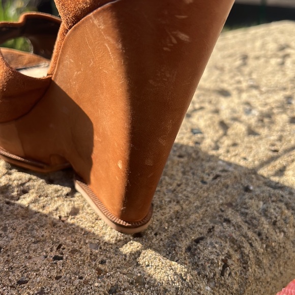 Sam Edelman Brown/Rust Wedge Platform Open Toe Sandals & Ankle Strap - Picture 3 of 8